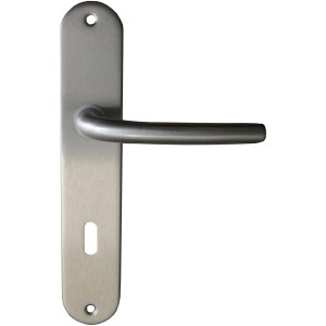 Alpertec Langschild-Garnitur Marina, Buntbart, edelstahlfarbig lackiert für Zimmertüren.