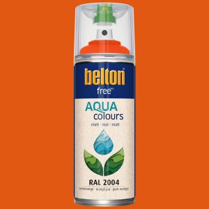 Belton Free AQUA Buntlack Spray RAL 2004 Reinorange matt, 400ml Dose.