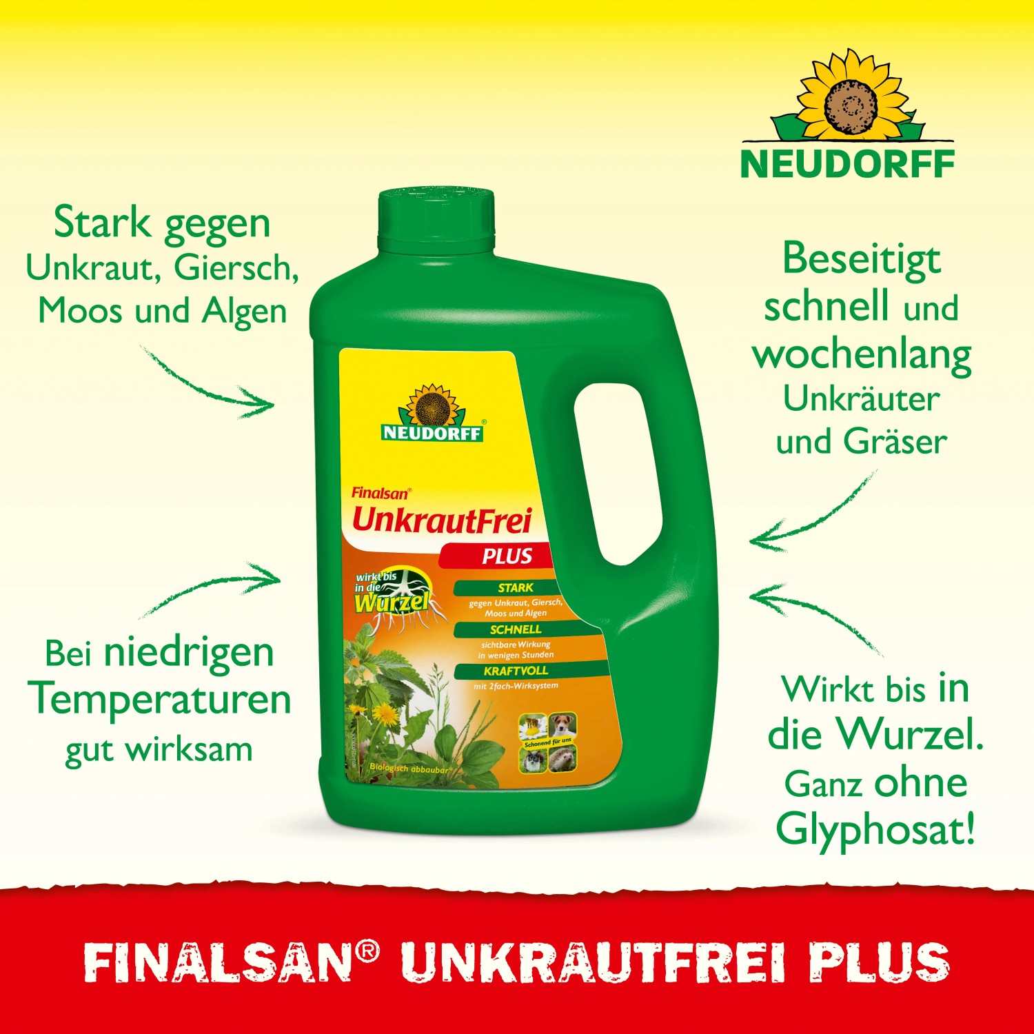 Neudorff Finalsan Unkraut-Frei Plus 2l: Unkrautvernichter für Beet und Garten, wirkt wurzeltief.