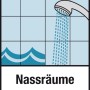 Symbolbild: Nassräume mit Dusche und Fliesen. Geeignet für Cimsec Fliesenkleber.