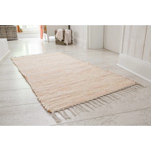 Orangefarbener Wollteppich Kentucky, 60x120 cm, mit Fransen. Strapazierfähig und pflegeleicht.