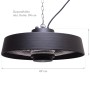 Schwarzer Westmann Infrarot-Deckenstrahler Fusion, 49x49x22cm, mit Kette zur Deckenmontage.