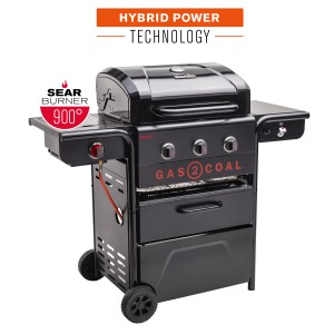 Char-Broil Gas2Coal Special Edition 3 Hybridgrill mit 3 Brennern und Sear-Brenner.
