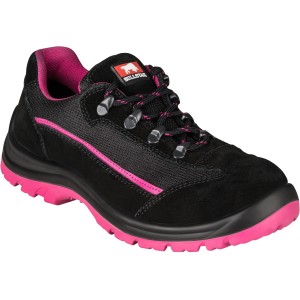 Schwarzer Bullstar Damen-Sicherheitsschuh S3, Größe 36, mit pinkfarbenen Akzenten.