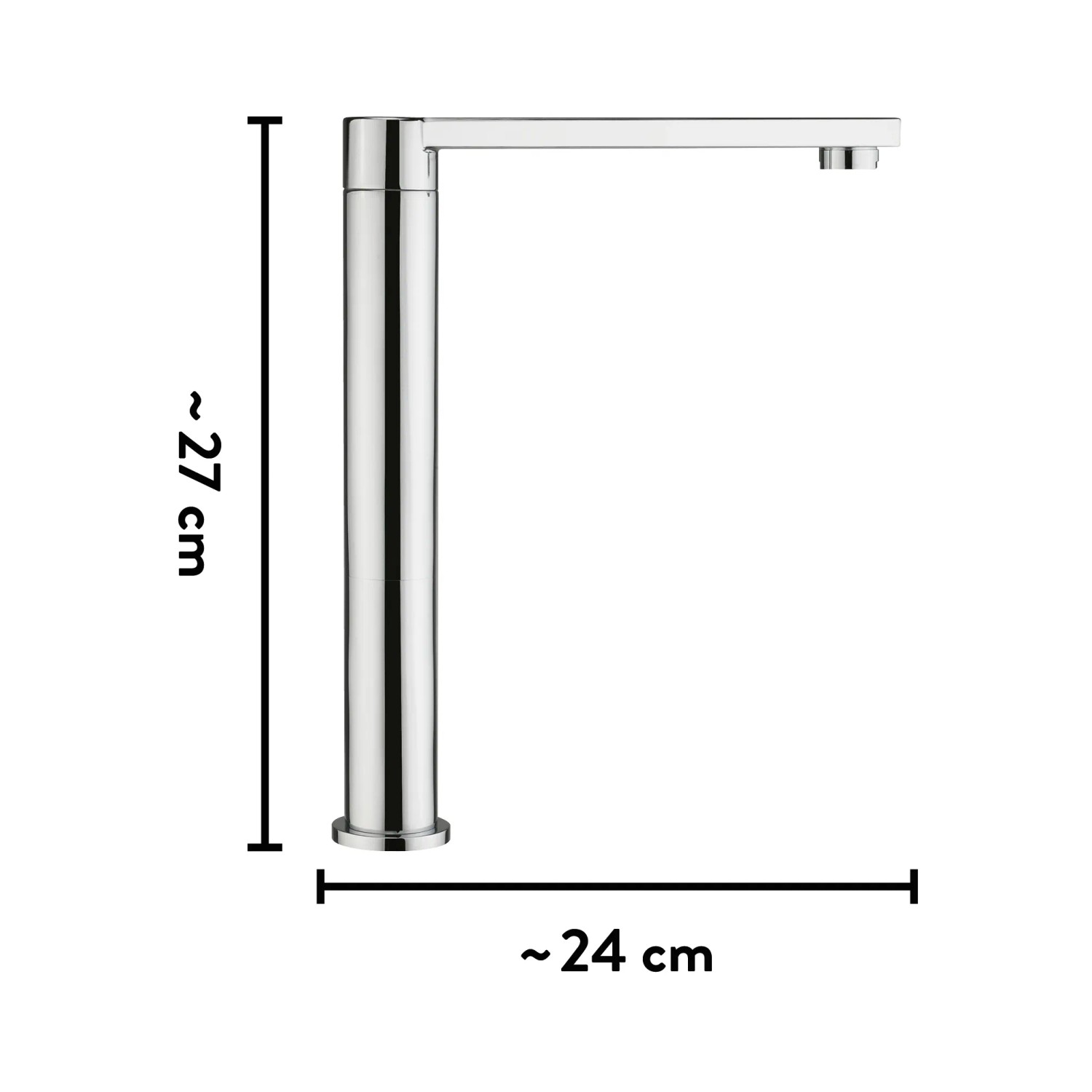 baliv Küchenarmatur KI-1920 Chrom, Einhebelmischer mit hohem, eckigem Auslauf.