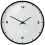 Weiße Bresser Wanduhr MyTime (Ø 24cm) mit LED-Sekunden- und Temperaturanzeige.
