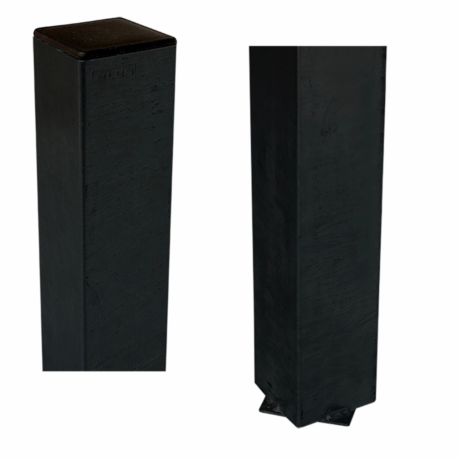 Detailansicht: Grauschwarze Pfosten für Artura WPC Doppeltor, Gartentor Zubehör.