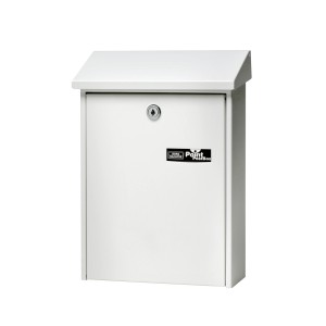 Weißer Burg Wächter Briefkasten Daily 5861 aus Stahl mit Kippdach.