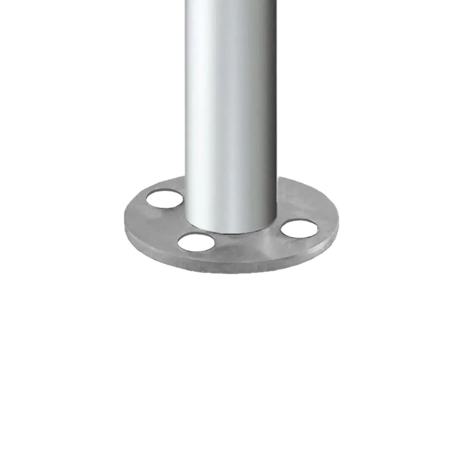 Detailaufnahme: Edelstahl Geländerpfosten mit Fußplatte zur seitlichen Montage.