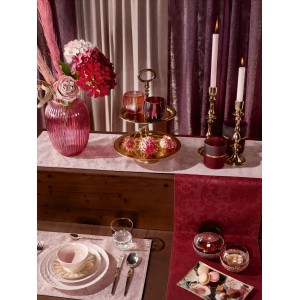 Rosa Platzset Blush Bordeaux, 48x33cm, mit floralem Muster als Tischdeko.