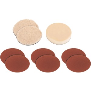 Einhell Polierhauben- und Schleifscheibenset, 9-teilig für Autopflege mit Schleifpapier, Polierhauben und Schaumstoffaufsatz.