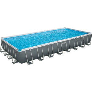 Bestway Stahlrahmenpool-Set PowerSteel, 956x488x132cm, grau, mit Sandfilteranlage.