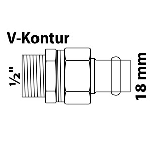 Schemazeichnung: Kirchhoff RG-Verschraubung, flachdichtend, 18 mm x 21 mm (1/2 AG), Muffe, Blank