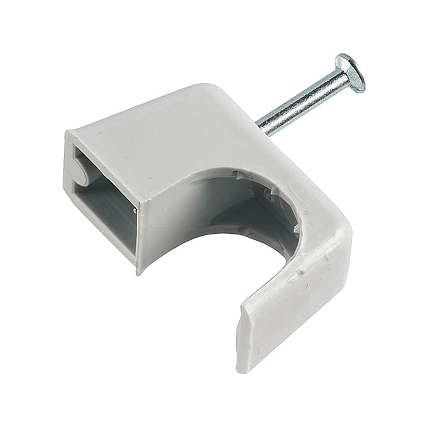 Graue Express-Schelle (10-14 mm) mit Nagel zur Kabelbefestigung, 100er-Pack.