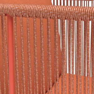 Detailaufnahme: Balkonstuhl Bandon in Terrakotta mit Seilbespannung. Gemütlicher Loungestuhl für Balkon und Terrasse.