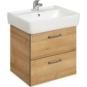 Pelipal Waschplatz Quickset 919, Riviera Eiche, 60 cm mit Keramikwaschtisch und Unterschrank.
