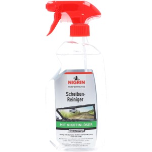 Nigrin Scheibenreiniger mit Nikotinlöser, 500ml Flasche mit rotem Sprühkopf. Autopflege für klare Sicht.