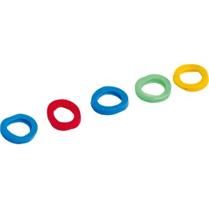 5er Set LUX Schlüsselkennringe, Ø 25mm, aus Kunststoff in verschiedenen Farben.