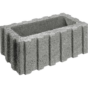 Grauer Premac Pflanzstein Rasterflor, 60x40x25 cm, aus Beton für Garten- und Hanggestaltung.