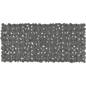 Anthrazitfarbene Spirella Wanneneinlage Riverstone (75x36 cm) in Steinoptik mit Saugnäpfen.