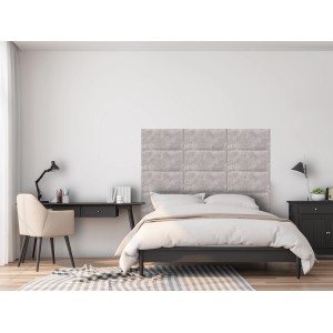 Beige Wandkissen in Lederoptik, 60x30 cm, als Kopfteil im Schlafzimmer. Dekor-Paneele für Wandgestaltung.