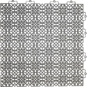 Dunkelgraue Andiamo Klick-Fliese (38x38 cm) mit filigranem Muster, 7er Set für Balkon & Terrasse.