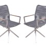2er Set Garden Pleasure Drehstühle Rubiera, silber-schwarz, mit Teakholz-Akzenten und Drehfunktion.