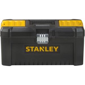 Stanley Werkzeugkoffer Essential 16 Zoll, Kunststoffbox mit Metallschließen, schwarz/gelb.
