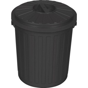 Graphitfarbener Mini-Mülleimer, 7 Liter, mit Deckel und Griffmulden.
