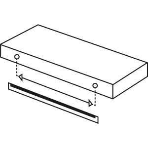 Skizze: OBI Befestigungs-Pin grau für Wandregal, schwebende Montage.