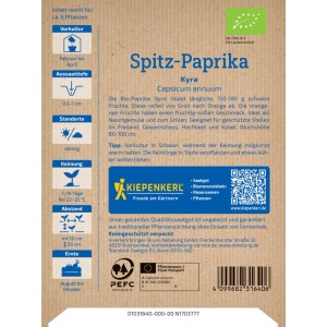 Kiepenkerl BIO Spitzpaprika Kyra Saatgut: Paprika-Samen für den Anbau von aromatischen, orangen Spitzpaprika.