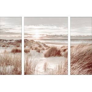 Pro Art Glasbilder Set: Strand bei Sonnenaufgang, 3-teilig, je 60x80cm & 2x 30x80cm.
