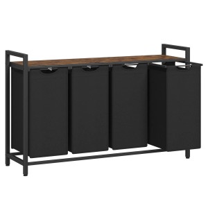 Songmics Wäschesammler Brenta mit 4 Fächern 160 l Schwarz-Braun