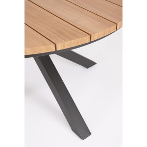 Bizzotto Gartentisch Zelmar, 130x130 cm, anthrazit, mit Holzoptik-Aluminiumplatte und stabilem Aluminiumgestell.