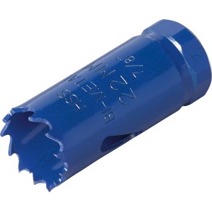 Blaue LUX Bi-Metall Lochsäge, Ø 27 mm, für Bohrmaschinen. Ideal für Holz, Metall und Aluminium.