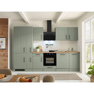 Respekta Küchenzeile Anton Landhaus Schilfgrün 310 cm mit Induktionskochfeld