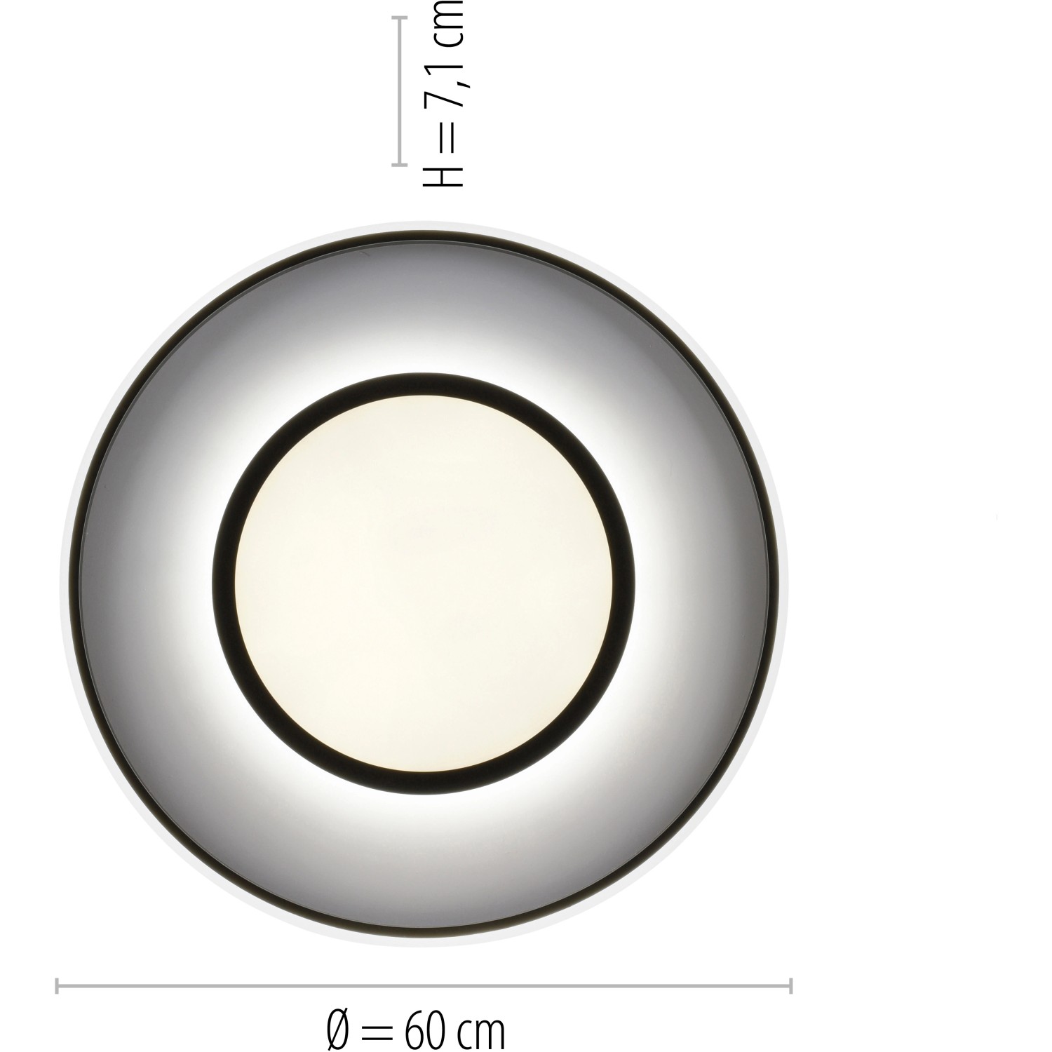 Moderne LED-Deckenleuchte Arenda, schwarz, Ø 60 cm. Dimmbar und mit Farbwechsel für stimmungsvolles Licht.