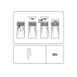 Gardinia Doppelhaken, 20er-Pack, weiße Kunststoffhaken zur Befestigung von Gardinen an Gardinenschienen.
