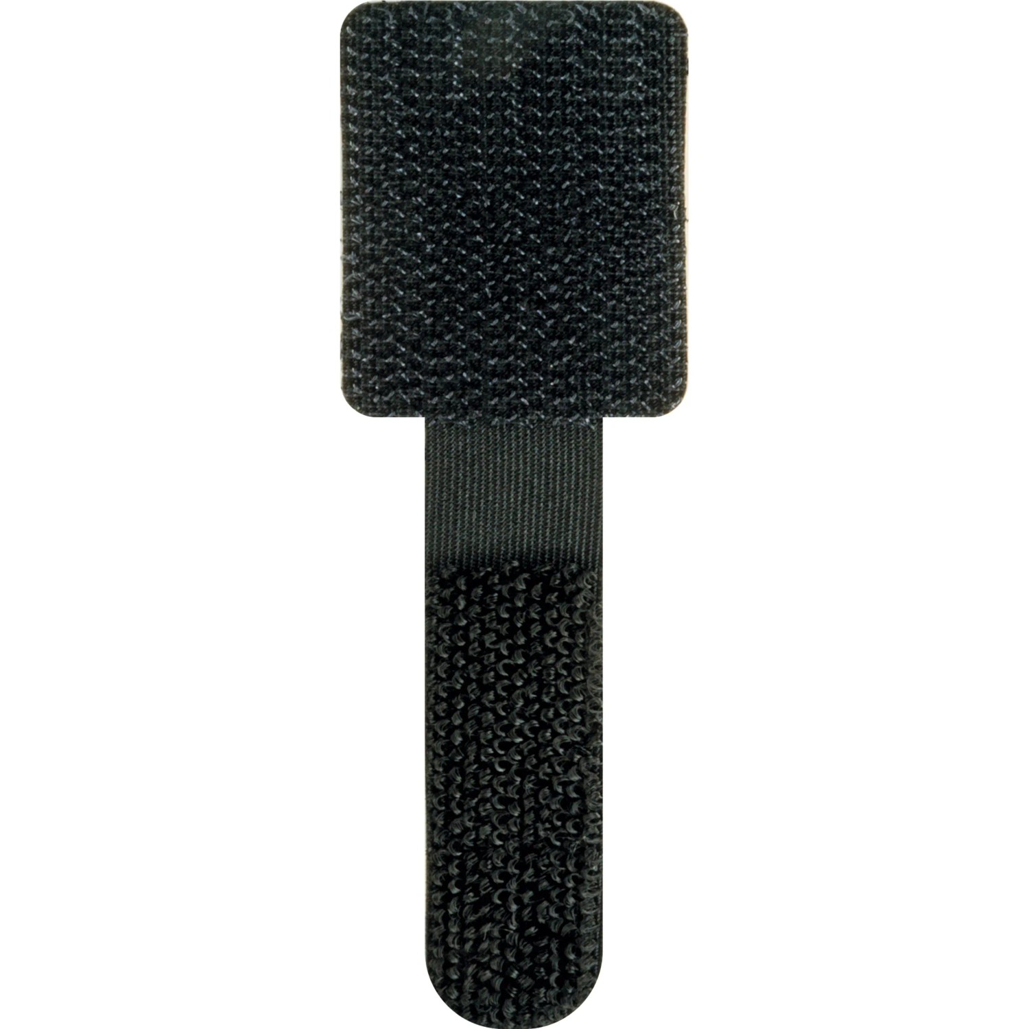Schwarzer Schwaiger Klett-Wandclip zur Kabelbefestigung.