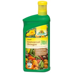 Grüne Flasche Neudorff Universal-Dünger Azet 1 l für Pflanzen, Gemüse und Blumen.
