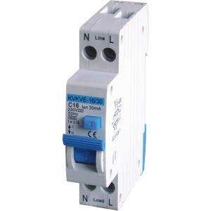 E2 Elektro FI-LS Kombination, 2-polig, C13A Fehlerstromschutzschalter.