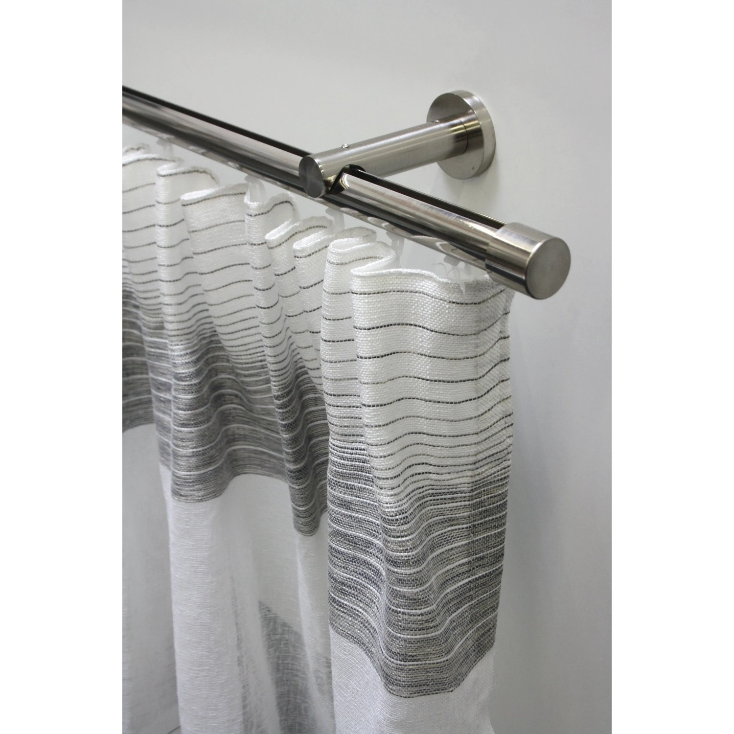 Gardinia Gardinenstangen-Set Isa, 1-läufig, Edelstahl-Optik mit Vorhang.