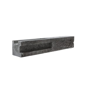 Betongrauer Eckpfosten (130 cm) für doppelseitigen Betonzaun. Sichtschutzzaun-Zubehör.