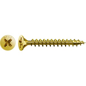 Goldene Spax Universalschraube 4x40 mm mit Senkkopf und PZ-Antrieb, 125 Stück.