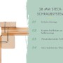 Detailaufnahme Steck-Schraubsystem (28mm) für Karibu Holz-Gartenhaus, einfache Montage.