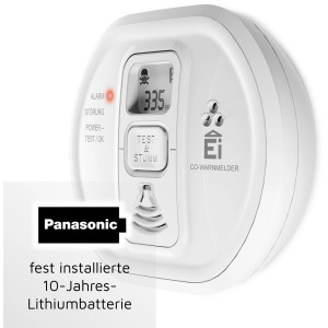 Ei Electronics Kohlenmonoxidmelder Ei208D mit Display und 10-Jahres-Batterie.