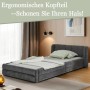 okwish Einzelbett 90x200cm mit Rückenlehne Chenille Kinderzimmer Grau ohne Matratze_4