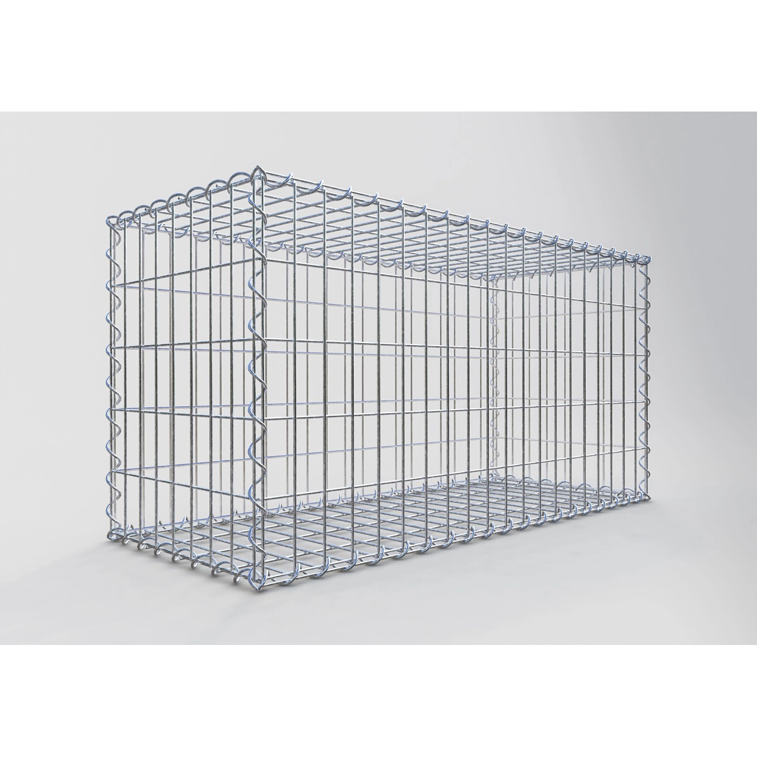 Leerer Gabiona Gabionenkorb, 50x100x40 cm, Maschenweite 5x10 cm, für Einfassungen und Mauersysteme.