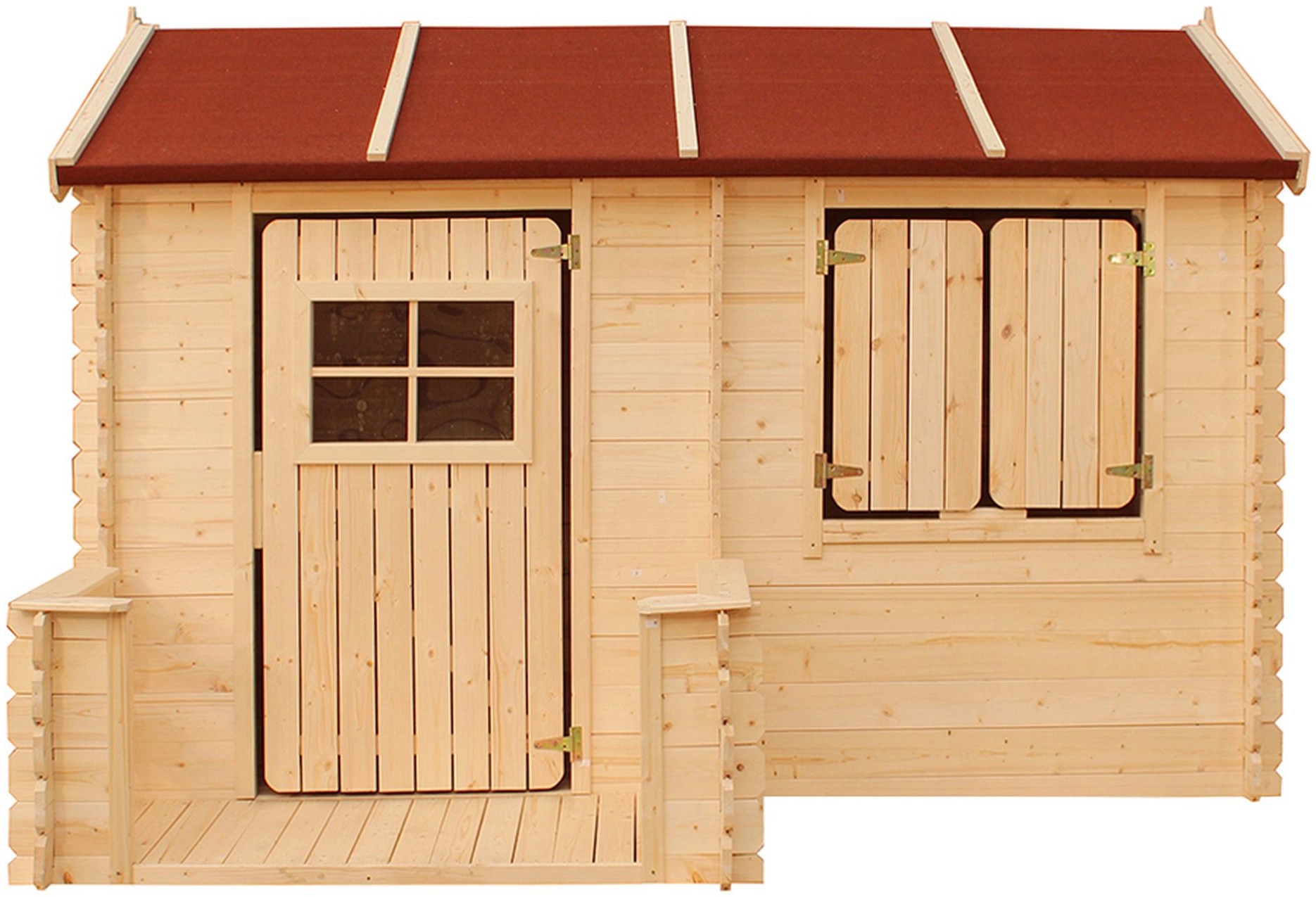Timbela Kinderspielhaus Holz M503 2,63 m² mit Boden, Fensterläden und