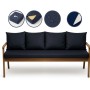 Marineblaues Sitzkissen-Set für 3-Sitzer Gartenbank, mit 4 Rückenkissen. Bequeme Bankauflage für OBI Gartenmöbel.